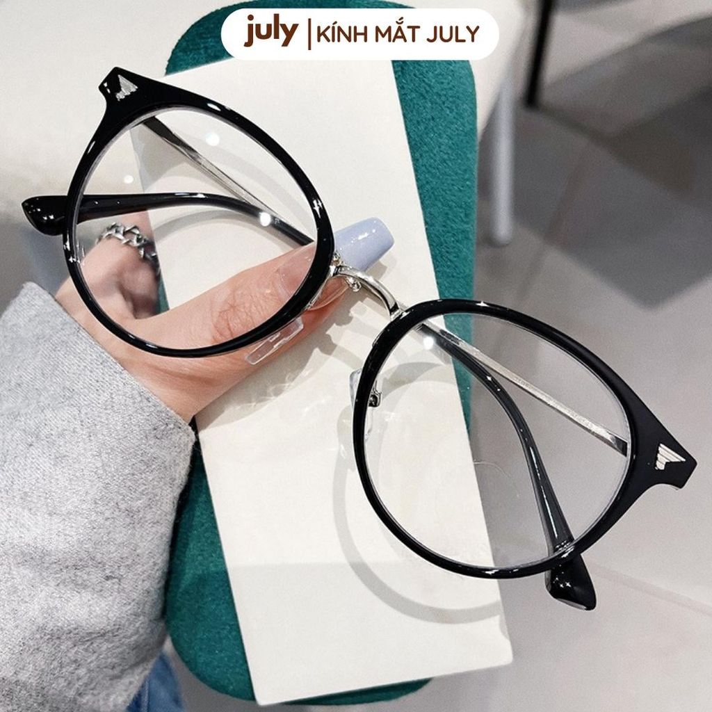 [8635] Gọng kính cận nữ form tròn kim loại phối nhựa TR90 phong cách trẻ trung, tri thức - Kính mắt July 01288
