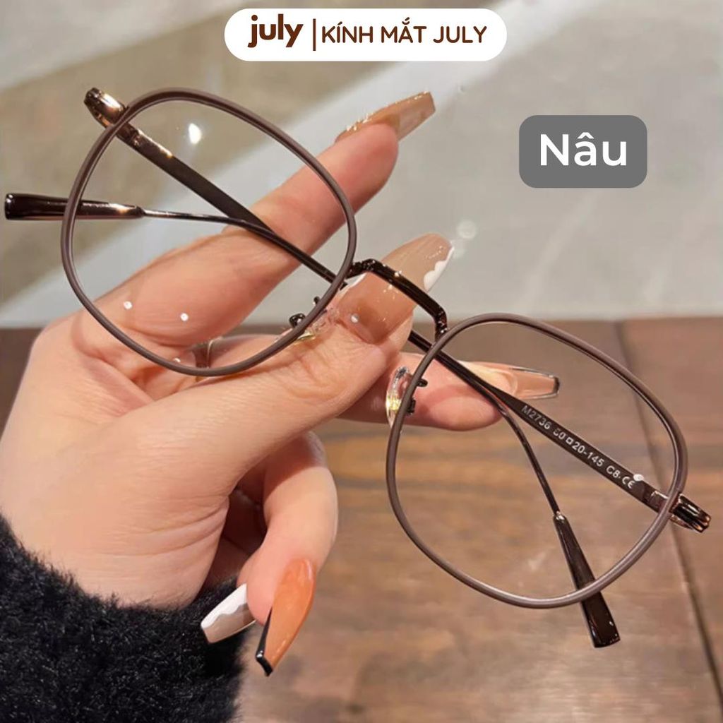 Gọng kính cận nam nữ form oval thiên vuông hợp nhiều dáng mặt - Kính Mắt July 8633 Titan