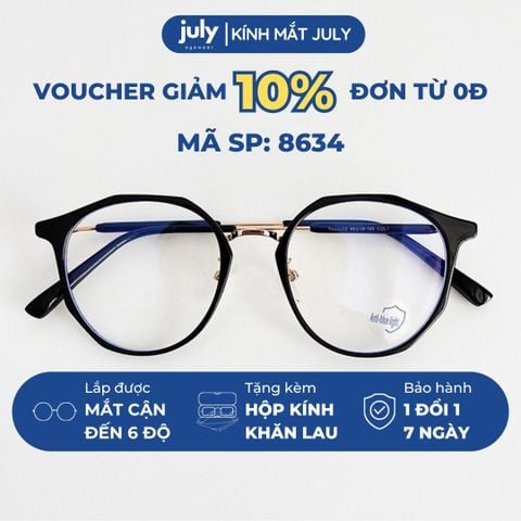 [8634] Gọng kính cận nam nữ form tròn vát đa giác Kính mắt July - 83032