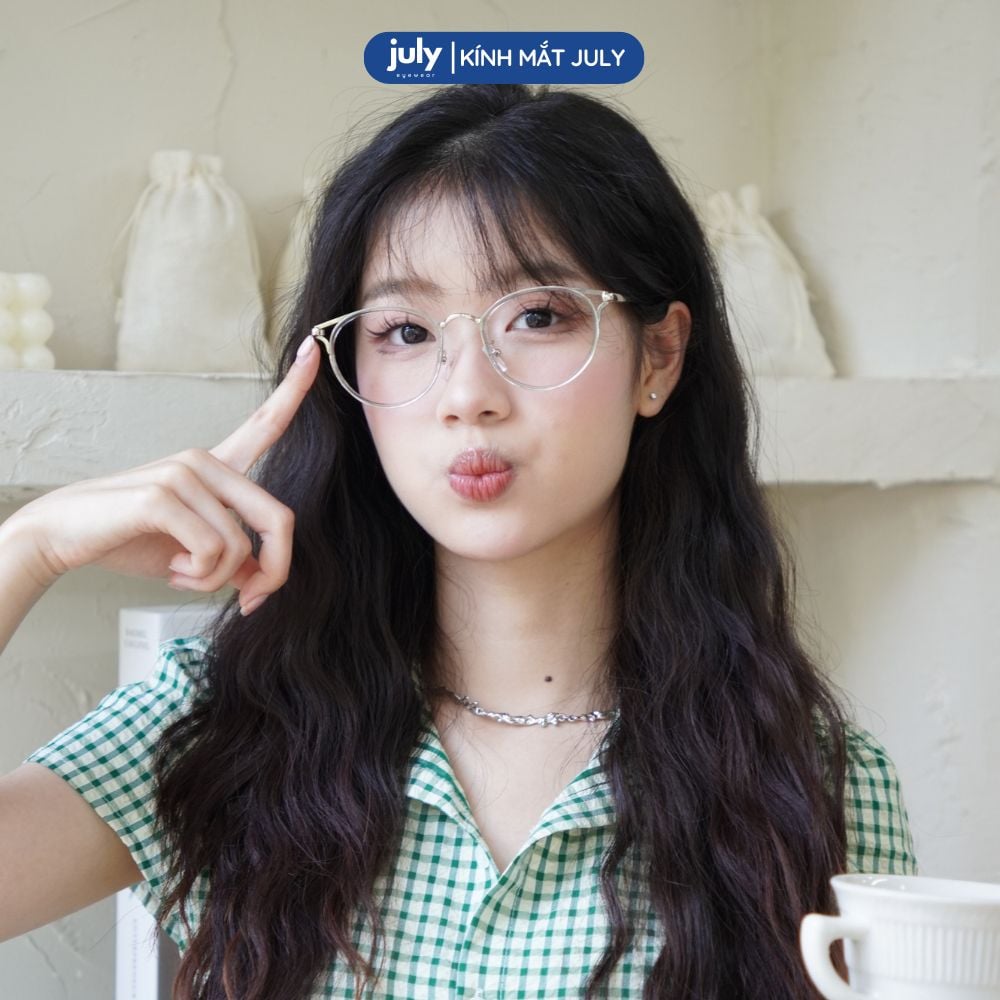[8601] Gọng kính cận nữ kính mắt thời trang dáng mắt mèo kim loại phối nhựa chắc chắn July Eyewear - 22007