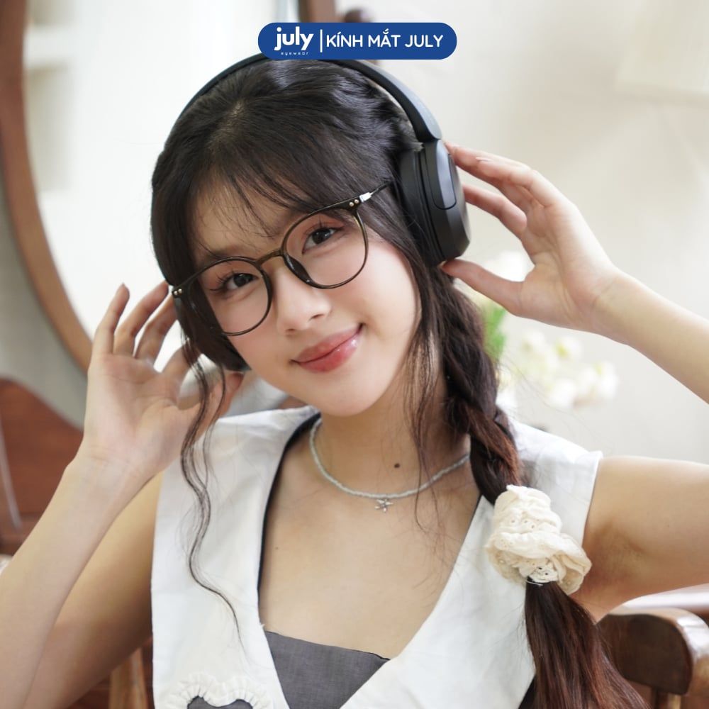 [Võ Hà Linh x Kính Mắt July] Gọng kính cận nữ form tròn cốt kim loại hợp mọi dáng mặt 8625 - Kính Mắt July 83079