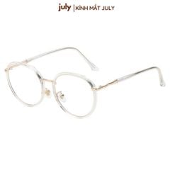 Gọng kính cận nữa Form oval tròn cốt kim loại dễ đeo - Kính Mắt July 8626