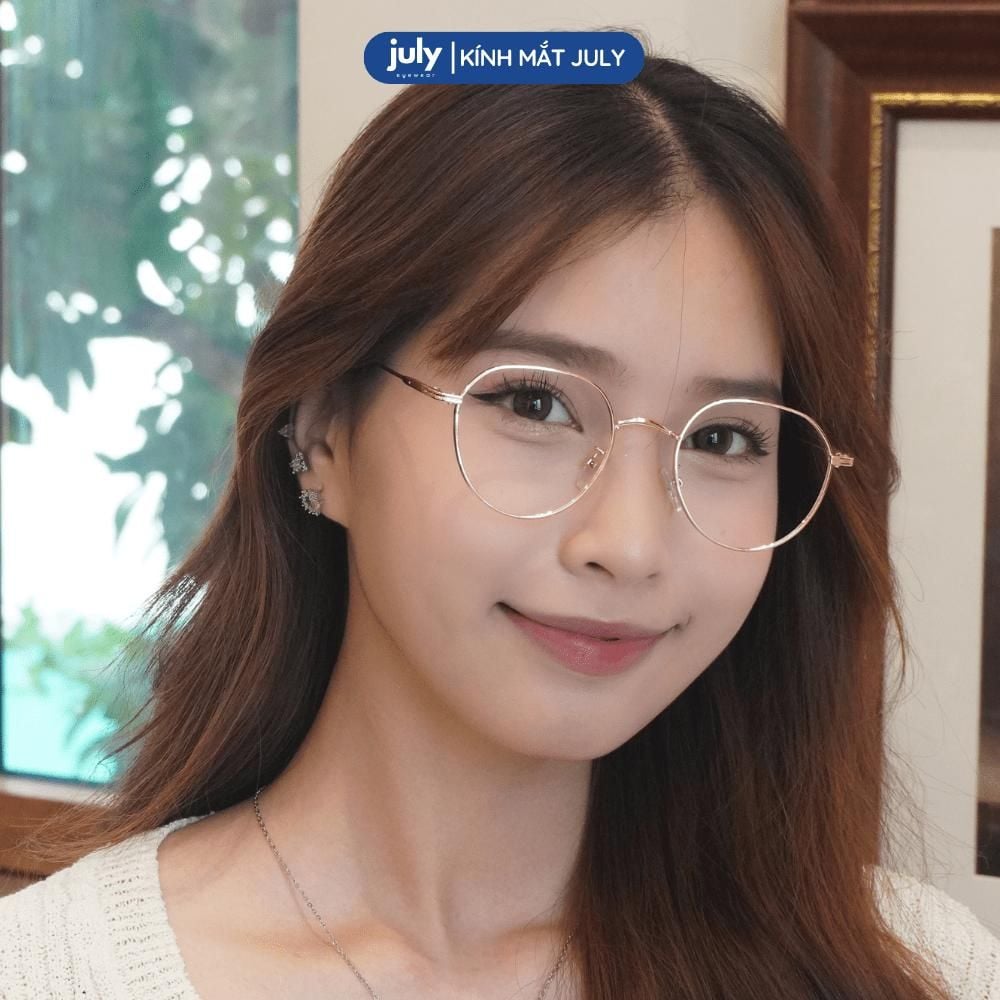 [8623] Gọng kính cận đa giác nữ Kính Mắt Thời Trang kim loại mảnh chắc chắn, thời trang July Eyewear - 20024