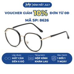 Gọng kính cận nữa Form oval tròn cốt kim loại dễ đeo - Kính Mắt July 8626 Mắt Kính Tròng Kính Kim Tuyến gọng  oval