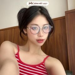 [8609] Gọng kính cận nữ đa giác khung kim loại phong cách trẻ trung dễ đeo hợp với nhiều dáng mặt Kính Mắt July - 23023