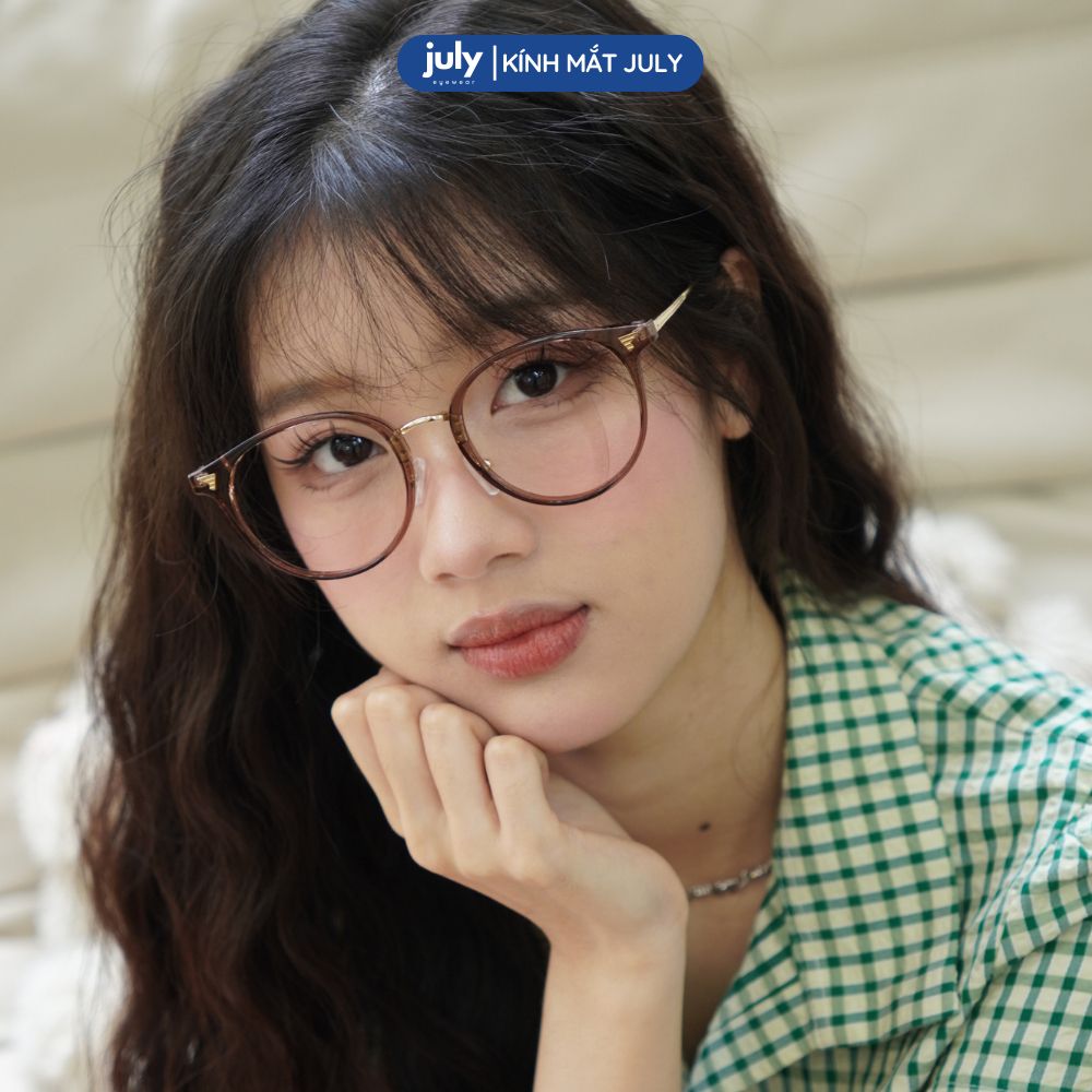 [8635] Gọng kính cận nữ form tròn kim loại phối nhựa TR90 phong cách trẻ trung, tri thức - Kính mắt July 01288