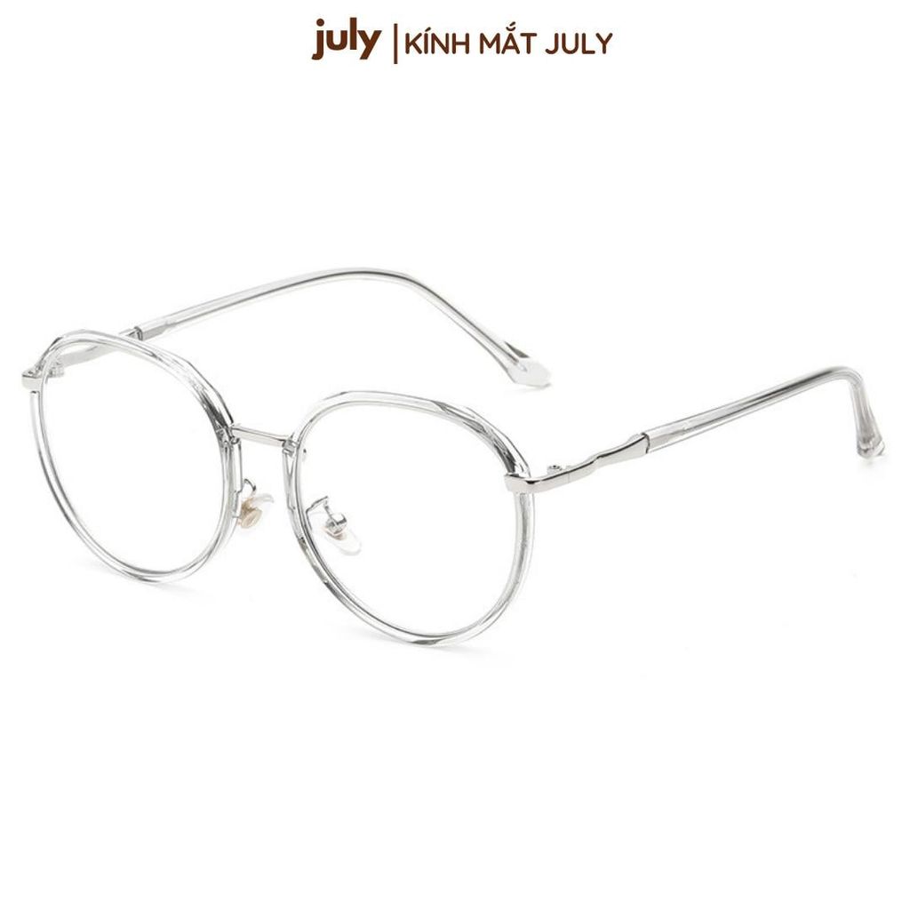 Gọng kính cận nữa Form oval tròn cốt kim loại dễ đeo - Kính Mắt July 8626 Mắt Kính Tròng Kính Kim Tuyến gọng  oval