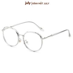 Gọng kính cận nữa Form oval tròn cốt kim loại dễ đeo - Kính Mắt July 8626 Mắt Kính Tròng Kính Kim Tuyến gọng  oval