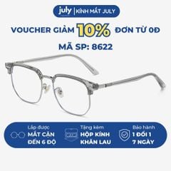 [8622] Gọng kính cận nửa viền Kính Mắt Thời Trang unisex nam nữ thời trang khung kim loại chắc chắn July Eyewear - 9135