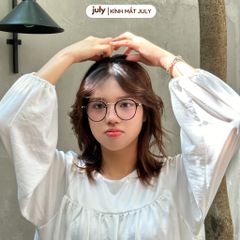 [8607] Gọng kính cận nữ mắt tròn kim loại phối nhựa phong cách trẻ trung dễ đeo hợp nhiều dáng mặt Kính Mắt July - 8950