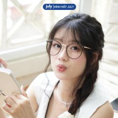 [8608] Gọng kính cận nữ oval kính mắt thời trang kim loại phối nhựa phong cách Hàn Quốc dễ đeo hợp với nhiều dáng mặt - Kính Mắt July 6254