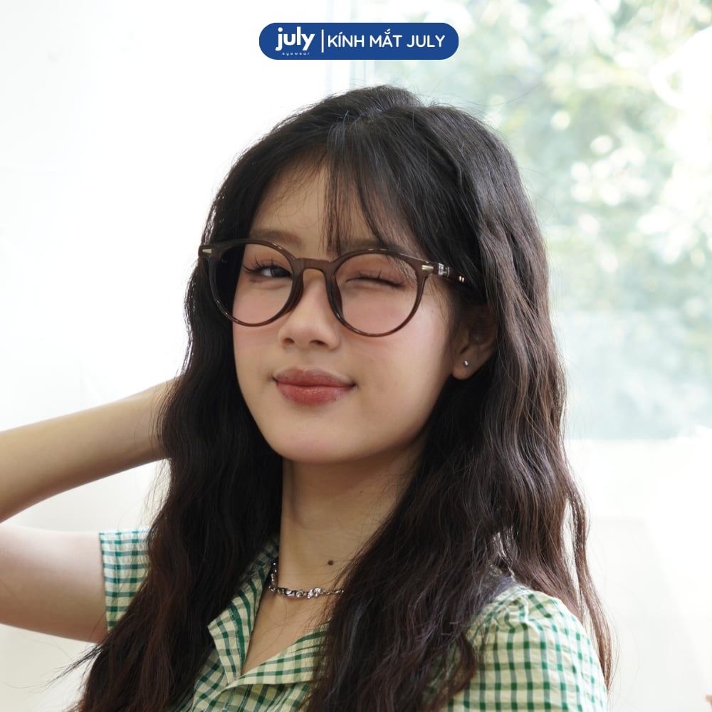 [8613] Gọng kính cận nam nữ kính mắt thời trang dáng tròn nhựa cao cấp lõi kim loại - Kính Mắt July 8008