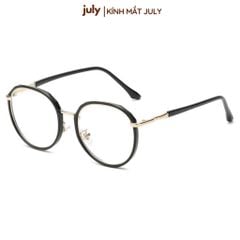 Gọng kính cận nữa Form oval tròn cốt kim loại dễ đeo - Kính Mắt July 8626