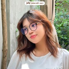 [8607] Gọng kính cận nữ mắt tròn kim loại phối nhựa phong cách trẻ trung dễ đeo hợp nhiều dáng mặt Kính Mắt July - 8950