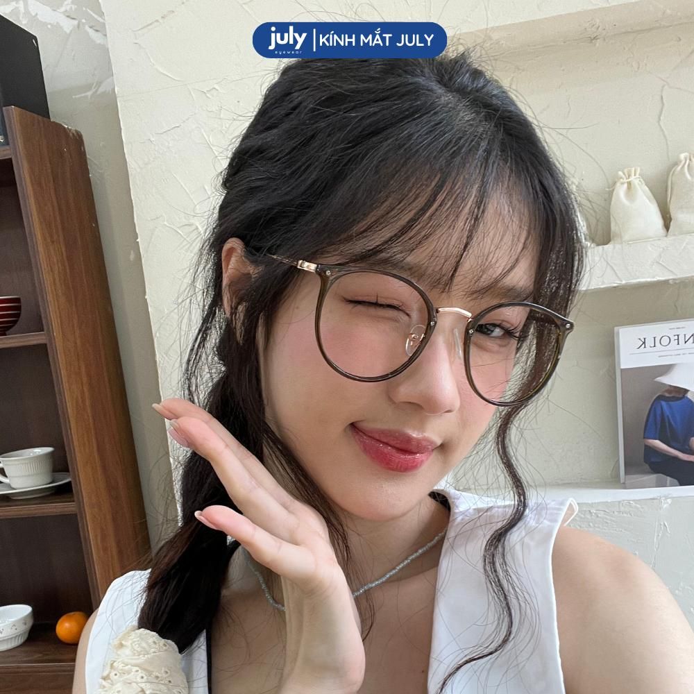 [8608] Gọng kính cận nữ oval kính mắt thời trang kim loại phối nhựa phong cách Hàn Quốc dễ đeo hợp với nhiều dáng mặt - Kính Mắt July 6254