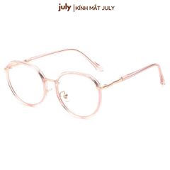 Gọng kính cận nữa Form oval tròn cốt kim loại dễ đeo - Kính Mắt July 8626 Mắt Kính Tròng Kính Kim Tuyến gọng  oval