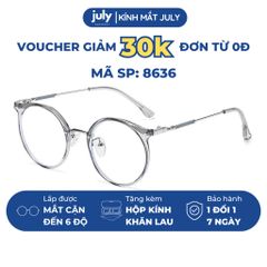 [8636] Gọng Kính Cận Nữ Form Tròn Nhựa Phối Kim Loại Trẻ Trung, Dễ Đeo Mắt Kính July Eyewear - 30224