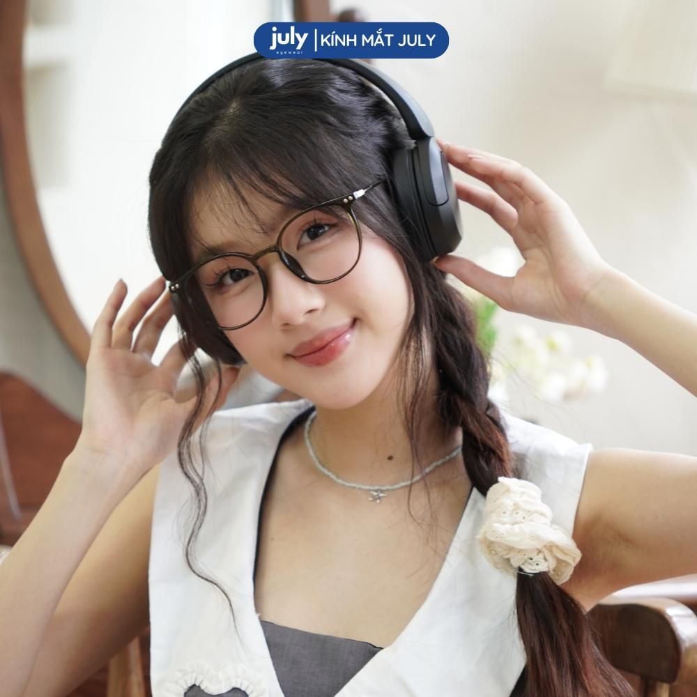 [8625] Gọng kính cận nữ kính mắt thời trang form tròn cốt kim loại phối nhựa hợp mọi dáng mặt - Kính Mắt July 83079
