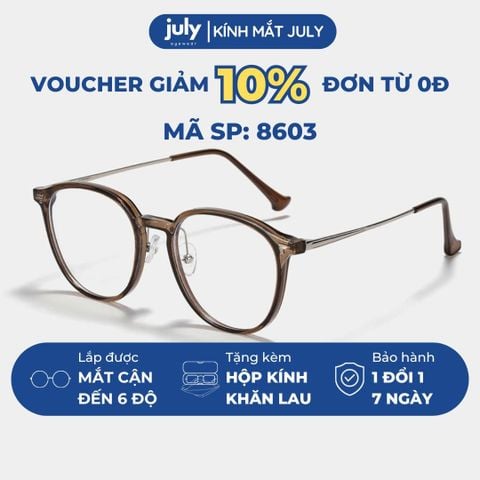 [8603] Gọng kính cận nữ Kính Mắt thời trang dáng oval thiên vuông khung nhựa phối kim loại nhẹ, phong cách Hàn Quốc - Kính Mắt July 72598