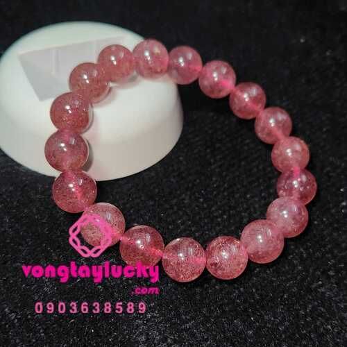 thạch anh dâu tây, vòng tay đá phong thủy, vòng tay mệnh hỏa, vòng tay mệnh thổ, vòng tay nữ, thạch anh dâu đỏ