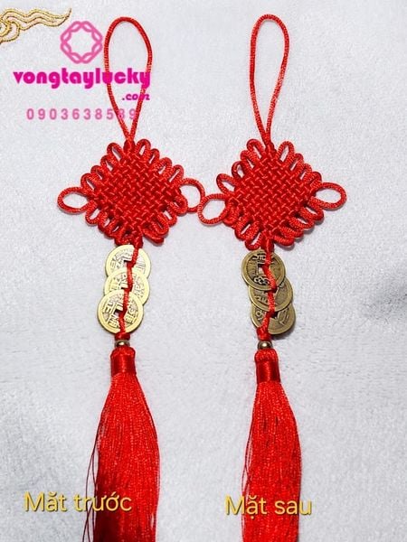 Dây treo 3 đồng xu phong thủy loại tốt nút thắt không viền giá rẻ
