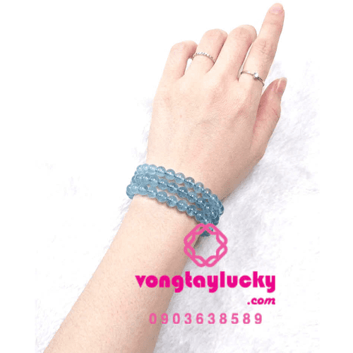 Vòng tay Aquamarine 7li quấn tay thiên nhiên cao cấp
