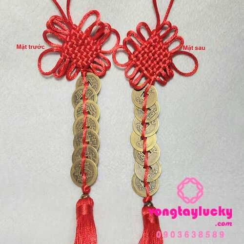 Dây treo phong thủy 7 xu, 8xu