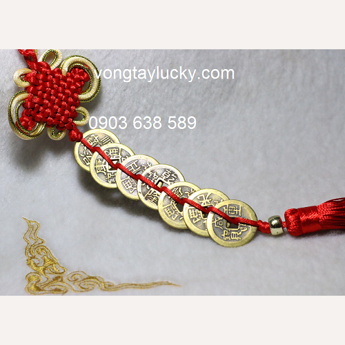 Dây treo phong thủy 7 xu, 8xu
