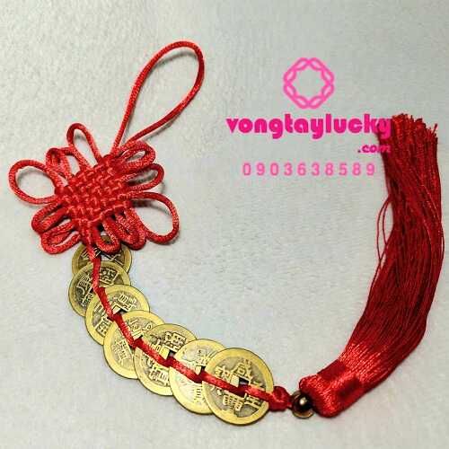Dây treo phong thủy 7 xu, 8xu