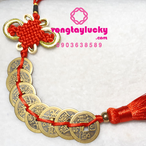 Dây treo phong thủy 7 xu, 8xu
