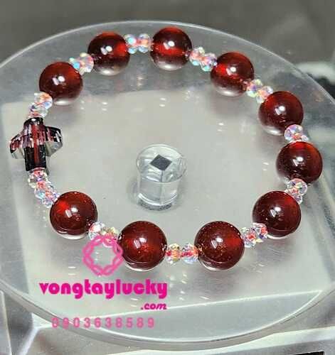 Chuỗi mân côi đá garnet thiên nhiên 9.5-9.7li Vip 5A cho nữ từ 40- 55 kg