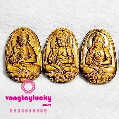 Mặt Phật bản mệnh đá mắt hổ 3x4cm