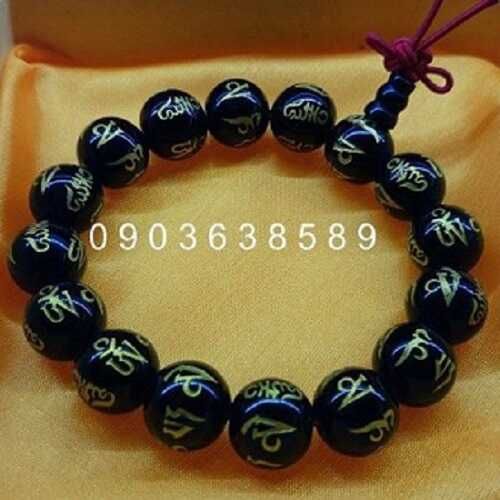 Vòng tay thần chú Om Mani Pad Me Hum đá đen 12li chỉ có 60K/chiếc
