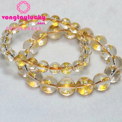 Vòng tay đá trắng khắc chú Om Mani Padme Hum