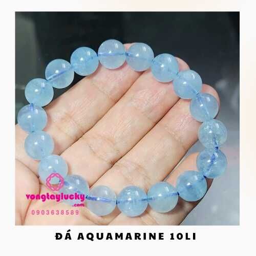 Vòng tay đá aquamarine 10 li 18 hạt