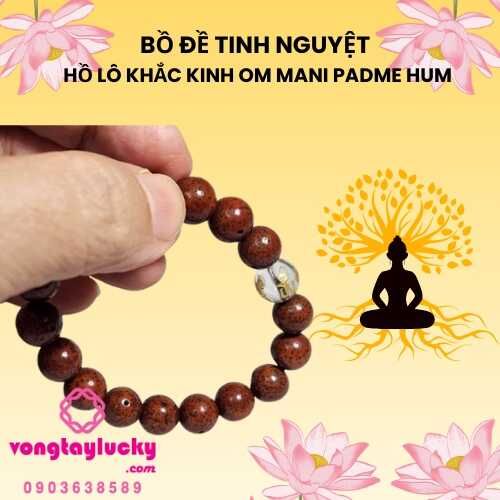 Vòng tay bồ đề tinh nguyệt Tây tạng, bồ đề tinh nguyệt nâu, vòng tay trừ tà, Om Mani Padme Hum