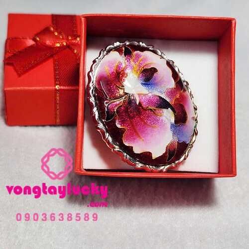 Trâm cài áo hoa lan cổ (vintage) khung bạc nguyên chất