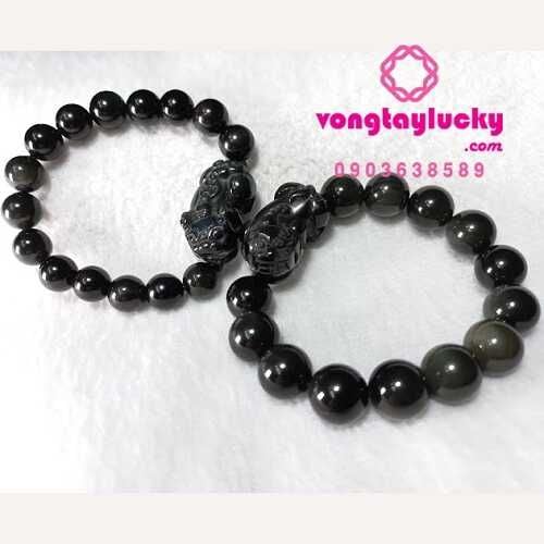 Vòng tay hồ ly cặp đôi đá núi lửa obsidian may mắn 10li-12li