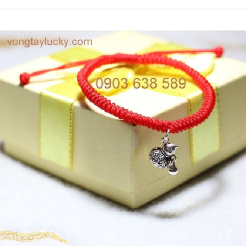 vòng tay may mắn, vòng tay bình an, vòng tay chỉ đỏ, mix charm bạc Thái
