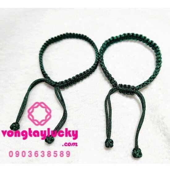 Vòng tay câp đôi chỉ xanh lá tết tay bản dẹp