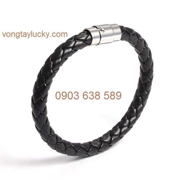 Vòng dây da 4li khóa inox hit nam châm