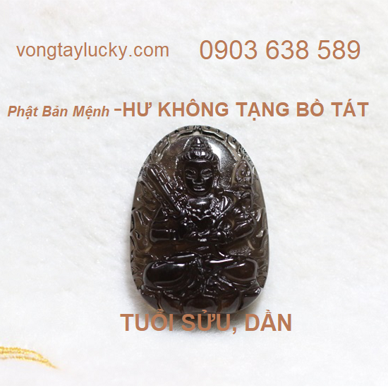Mặt Phật bản mệnh Hư không tạng bồ tát hộ mệnh tuổi SỬU và DẦN đá thạch anh khói