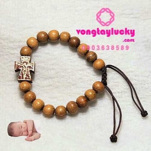 Vòng dâu rừng lâu năm 6li thánh giá dây rút cho bé yêu ngủ ngon trừ tà