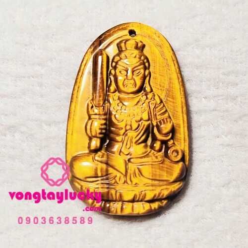 Mặt Phật bản mệnh bất động minh vương đá mắt hổ 3x4 cm