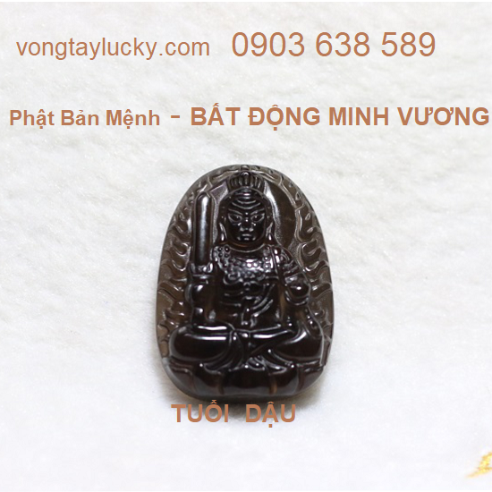 Mặt Phật bản mệnh bất động minh vương thạch anh khói