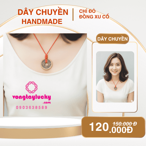 dây chuyền, dây cổ, dây chuyền đồng xu cổ, dây cổ chỉ đỏ