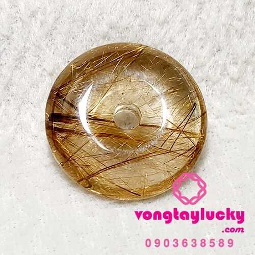 đồng điếu thạch anh tóc vàng, mặt dây chuyền, mặt dây chuyền thạch anh tóc, thach anh tóc vàng thiên nhiên, tóc vàng Vip 5A