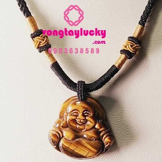 mặt Phật Di Lặc đá mắt hổ,mặt dây chuyền phật di lạc, Phật di lặc đá tự nhiên, mặt dây chuyền Phật cho Quý ông