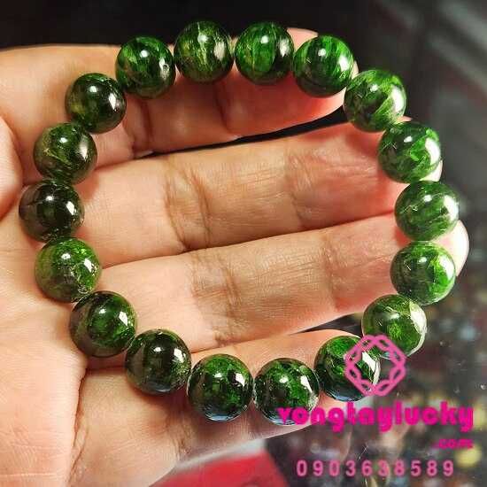 Vòng tay đá quý thiên nhiên Diopside 9 li trong xanh chất lượng cao 3A