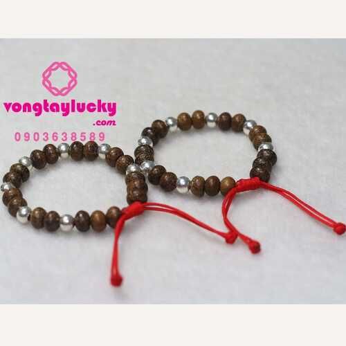 Vòng Dâu rừng  vip phối 7 Bi Bạc – Lá Bùa Bình An Cho bé trai (170K/chiếc, 340K/cặp)
